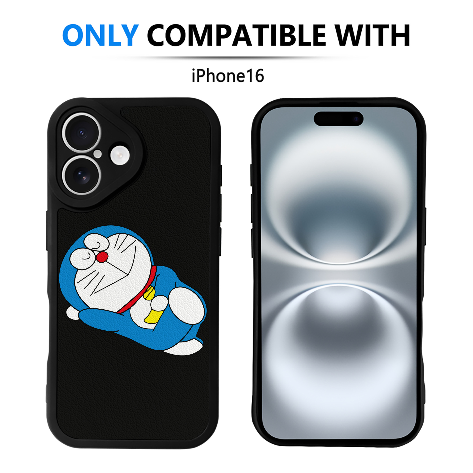 （画像用） ドラえもん Doraemon 【iPhone 16シリーズ対応】シリコンスマホケース（レザー調） 材質：シリコン